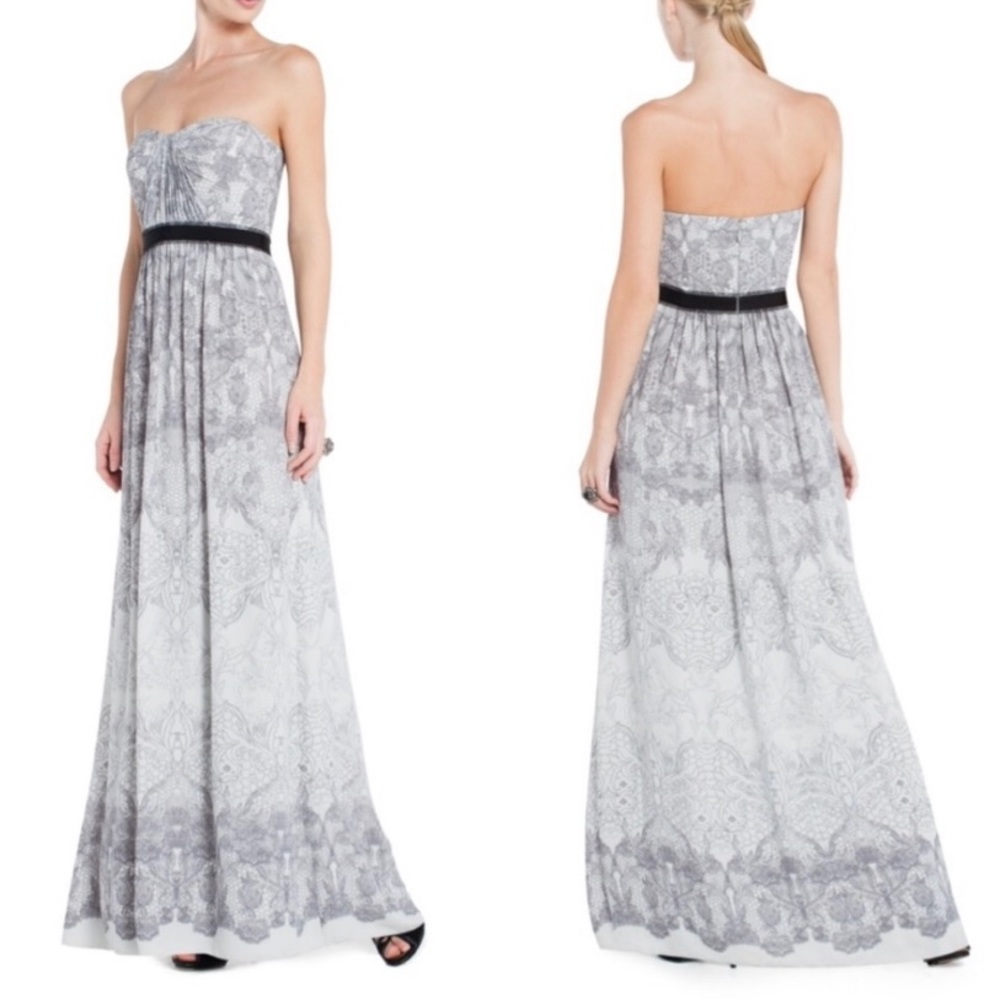 BCBGMAXAZRIA Amber Strapless Maxi Dress size 4 lace